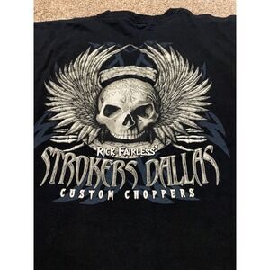 Rick Fairless Strokers Dallas Custom Choppers Skull T-Shirt Mens 4XL Black
